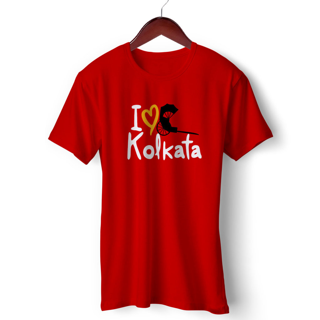 Unisex Cotton T Shirts |I Love Kolkata | Bengali Cotton T Shirt | Round Neck Half Sleeve |Regular Fit